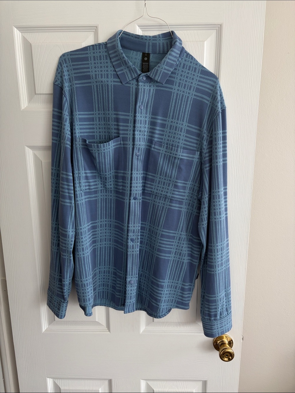 lululemon athletica Light and Dark Blue Plaid Button-Down Shirt